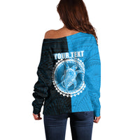 Custom Mauke Of Cook Islands Off Shoulder Sweater Mix Half Black LT6 - Wonder Print Shop