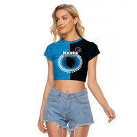 Custom Mauke Of Cook Islands Raglan Cropped T Shirt Mix Half Black LT6 - Wonder Print Shop