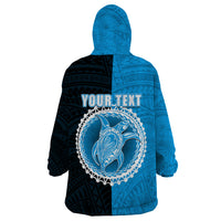 Custom Mauke Of Cook Islands Wearable Blanket Hoodie Mix Half Black LT6 - Wonder Print Shop