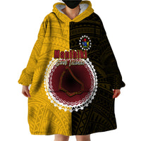 Custom Manihiki Of Cook Islands Wearable Blanket Hoodie Mix Half Black LT6 - Wonder Print Shop