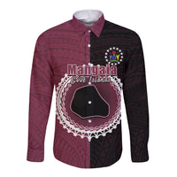 Custom Mangaia Of Cook Islands Long Sleeve Button Shirt Mix Half Black LT6 - Wonder Print Shop