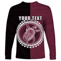 Custom Mangaia Of Cook Islands Long Sleeve Shirt Mix Half Black LT6 - Wonder Print Shop