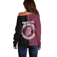 Custom Mangaia Of Cook Islands Off Shoulder Sweater Mix Half Black LT6 - Wonder Print Shop