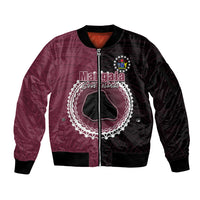 Custom Mangaia Of Cook Islands Sleeve Zip Bomber Jacket Mix Half Black LT6 - Wonder Print Shop