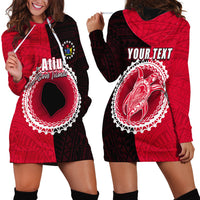 Custom Atiu Of Cook Islands Hoodie Dress Mix Half Black LT6 - Wonder Print Shop