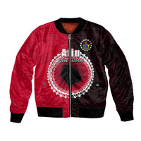 Custom Atiu Of Cook Islands Sleeve Zip Bomber Jacket Mix Half Black LT6 - Wonder Print Shop