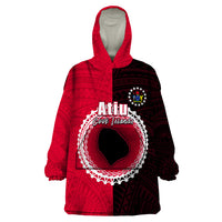 Custom Atiu Of Cook Islands Wearable Blanket Hoodie Mix Half Black LT6 - Wonder Print Shop