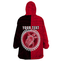 Custom Atiu Of Cook Islands Wearable Blanket Hoodie Mix Half Black LT6 - Wonder Print Shop