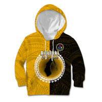 Custom Atutaki Of Cook Islands Kid Hoodie Mix Half Black LT6 - Wonder Print Shop