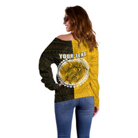 Custom Atutaki Of Cook Islands Off Shoulder Sweater Mix Half Black LT6 - Wonder Print Shop