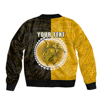 Custom Atutaki Of Cook Islands Sleeve Zip Bomber Jacket Mix Half Black LT6 - Wonder Print Shop