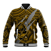 Polynesian Guam Baseball Jacket with Coat Of Arms Claws Style - Gold LT6 - Wonder Print Shop