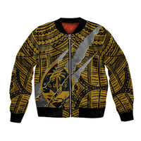 Polynesian Guam Bomber Jacket with Coat Of Arms Claws Style - Gold LT6 - Wonder Print Shop
