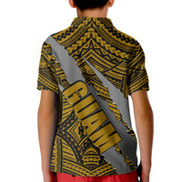 Polynesian Guam Kid Polo Shirt with Coat Of Arms Claws Style - Gold LT6 - Wonder Print Shop