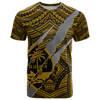 Polynesian Guam T Shirt with Coat Of Arms Claws Style - Gold LT6 - Wonder Print Shop