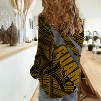 Polynesian Guam Women Casual Shirt with Coat Of Arms Claws Style - Gold LT6 - Wonder Print Shop