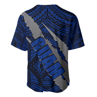 Polynesian Guam Baseball Jersey with Coat Of Arms Claws Style - Blue LT6 - Wonder Print Shop