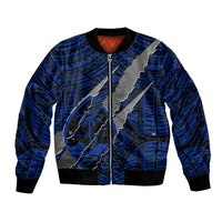 Polynesian Guam Bomber Jacket with Coat Of Arms Claws Style - Blue LT6 - Wonder Print Shop