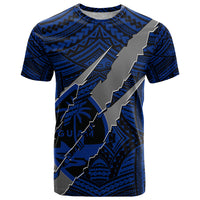 Polynesian Guam T Shirt with Coat Of Arms Claws Style - Blue LT6 - Wonder Print Shop