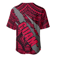 Polynesian Guam Baseball Jersey with Coat Of Arms Claws Style - Red LT6 - Wonder Print Shop