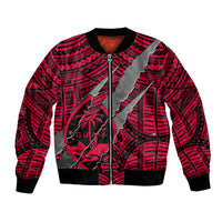 Polynesian Guam Bomber Jacket with Coat Of Arms Claws Style - Red LT6 - Wonder Print Shop
