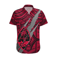 Polynesian Guam Hawaiian Shirt with Coat Of Arms Claws Style - Red LT6 - Wonder Print Shop