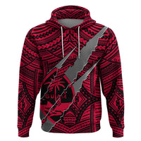 Polynesian Guam Hoodie with Coat Of Arms Claws Style - Red LT6 - Wonder Print Shop