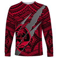 Polynesian Guam Long Sleeve Shirt with Coat Of Arms Claws Style - Red LT6 - Wonder Print Shop