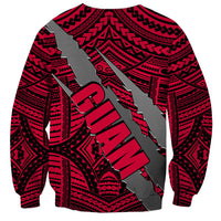Polynesian Guam Sweatshirt with Coat Of Arms Claws Style - Red LT6 - Wonder Print Shop
