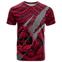 Polynesian Guam T Shirt with Coat Of Arms Claws Style - Red LT6 - Wonder Print Shop