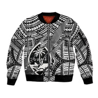 Polynesian Guam Sleeve Zip Bomber Jacket with Coat Of Arms Claws Style - White LT6 - Wonder Print Shop