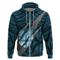 Polynesian Fiji Hoodie with Coat Of Arms Claws Style - Blue LT6 - Wonder Print Shop