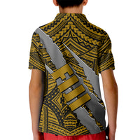 Polynesian Fiji Kid Polo Shirt with Coat Of Arms Claws Style - Gold LT6 - Wonder Print Shop