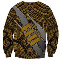 Polynesian Fiji Sweatshirt with Coat Of Arms Claws Style - Gold LT6 - Wonder Print Shop