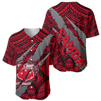 Polynesian Samoa Baseball Jersey with Coat Of Arms Claws Style - Red LT6 - Wonder Print Shop
