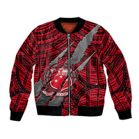 Polynesian Samoa Bomber Jacket with Coat Of Arms Claws Style - Red LT6 - Wonder Print Shop