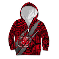 Polynesian Samoa Kid Hoodie with Coat Of Arms Claws Style - Red LT6 - Wonder Print Shop