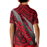Polynesian Samoa Kid Polo Shirt with Coat Of Arms Claws Style - Red LT6 - Wonder Print Shop