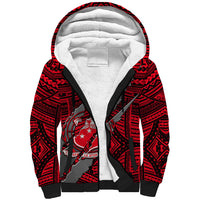 Polynesian Samoa Sherpa Hoodie with Coat Of Arms Claws Style - Red LT6 - Wonder Print Shop