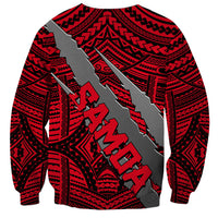 Polynesian Samoa Sweatshirt with Coat Of Arms Claws Style - Red LT6 - Wonder Print Shop