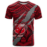 Polynesian Samoa T Shirt with Coat Of Arms Claws Style - Red LT6 - Wonder Print Shop