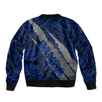 Polynesian Samoa Bomber Jacket with Coat Of Arms Claws Style - Blue LT6 - Wonder Print Shop