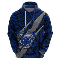 Polynesian Samoa Hoodie with Coat Of Arms Claws Style - Blue LT6 - Wonder Print Shop
