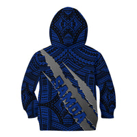 Polynesian Samoa Kid Hoodie with Coat Of Arms Claws Style - Blue LT6 - Wonder Print Shop