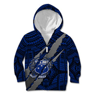 Polynesian Samoa Kid Hoodie with Coat Of Arms Claws Style - Blue LT6 - Wonder Print Shop