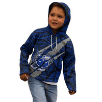 Polynesian Samoa Kid Hoodie with Coat Of Arms Claws Style - Blue LT6 - Wonder Print Shop