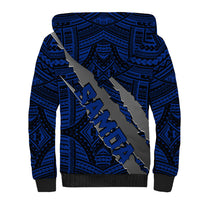 Polynesian Samoa Sherpa Hoodie with Coat Of Arms Claws Style - Blue LT6 - Wonder Print Shop