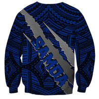 Polynesian Samoa Sweatshirt with Coat Of Arms Claws Style - Blue LT6 - Wonder Print Shop