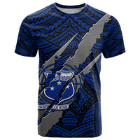 Polynesian Samoa T Shirt with Coat Of Arms Claws Style - Blue LT6 - Wonder Print Shop