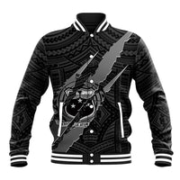 Polynesian Samoa Baseball Jacket with Coat Of Arms Claws Style - Black LT6 - Wonder Print Shop